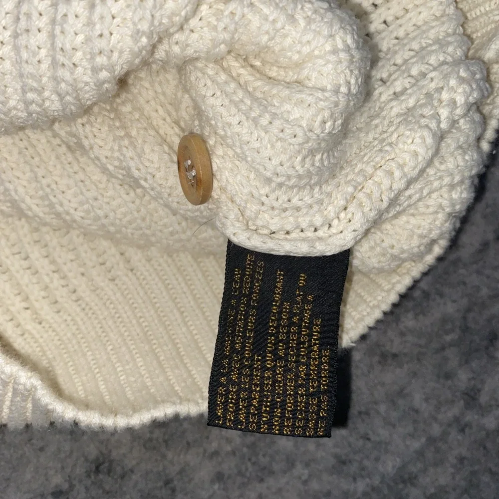 Eddie Bauer Sweater Mens L‎ Cream Cotton Long Sleeve Fisherman Henley Knit Heavy